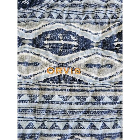 Orvis Quilted Snap Sweatshirt Sweater Pullover Aztec Blue Womens L Logo Unisex - Picture 4 of 10